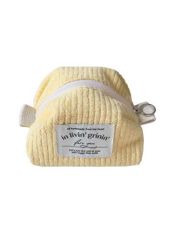 絨毛燈芯絨小包 S_奶黃色