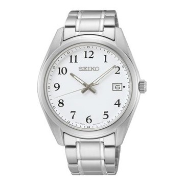 SEIKO 簡約數字時尚腕錶-銀X白-SUR459P1-40mm