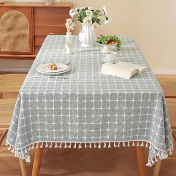 簡約文藝繡花格子桌布餐桌布藝小清新茶幾長方形餐桌墊批發工廠