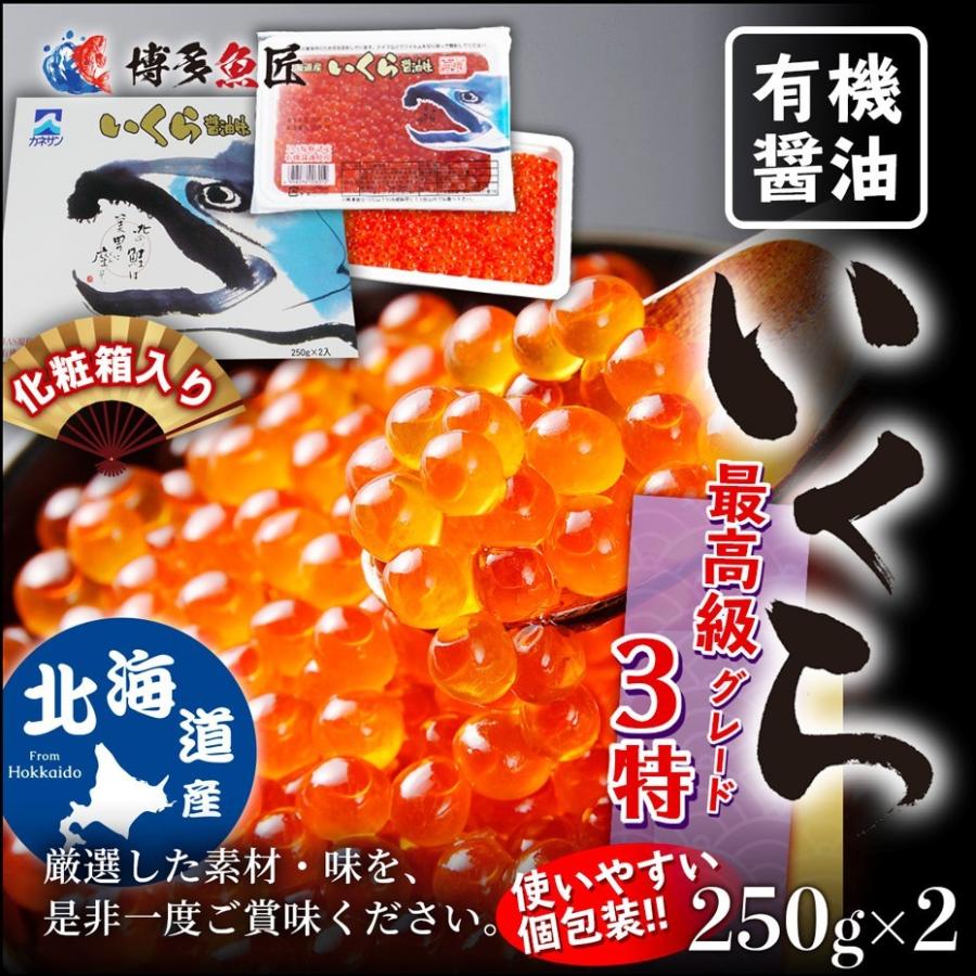 北海道産 いくら 有機醤油漬け 500g 250g×2個 高級 イクラ 海鮮 鮭 丼 贈答品 送料無料