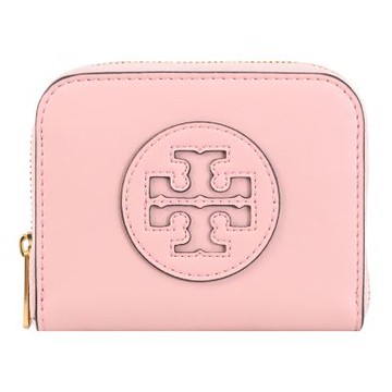 TORY BURCH 經典品牌LOGO卡片ㄇ字拉鍊零錢包(粉)