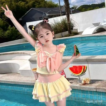 現貨 當天出貨 隔日到貨 2026年女孩分體泳衣可愛公主風泳衣速幹夏季兒童泳裝女童套裝新款 CVB6 Y4QP