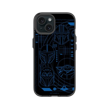 iPhone 15 Clear 酷墨灰 - 迪士尼-星際大戰 Star Wars - 曼達洛人-線稿風格