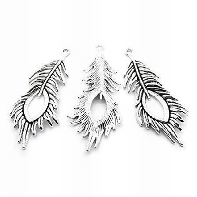 120 Pieces Antique Silver Plated Jewelry Charms Findings Fashion Craft Making Crafting EO7I4D Peacock Feather［並行輸入品］