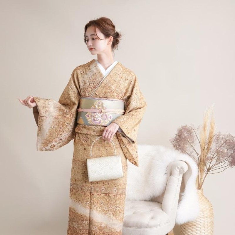 長襦袢 笹の葉紋様 吉祥紋様 正絹 七五三 入園式 入学式 美品 結婚