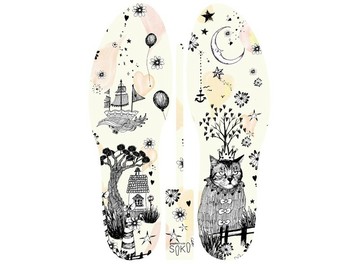 圖案鞋墊 SOKO (Wonderland: King of Cats) 貓・國王・氣球・鞋墊・除臭・抗菌・ricco・貓
