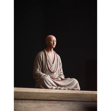 中式陶瓷小和尚禪意擺件創意紫砂人物家居客廳書房擺設茶桌裝飾品