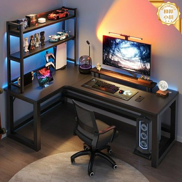 【L型轉角一體】電腦桌 書桌 學習桌 寫字檯 臺式桌 轉角書桌 書架組合 簡約現代 多功能收納 臥室書房家用 學生辦公適用