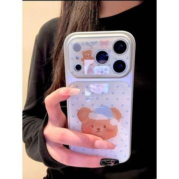 睡帽小熊適用蘋果17AIR/16PROMAX手機殼15PLUS大視窗14iPhone13套