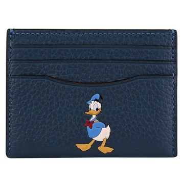 COACH CR375 DISNEY聯名 唐老鴨圖案隨身名片卡夾.牛仔藍