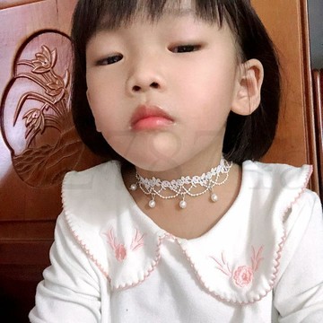 熱賣中女童兒童寶寶公主風時尚蕾絲珍珠短項鍊Choker項圈頸鍊紗裙配飾