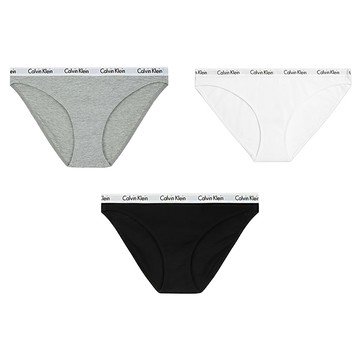 Calvin Klein 女款 underwear Cotton Bikini 三角褲3件組 基本款  黑色 + 白色 + 灰色  M