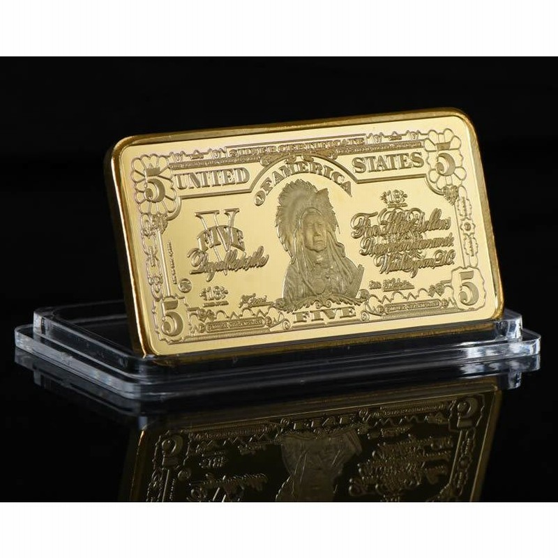 レア！1899年発行アメリカ5ドル旧紙幣デザイン！ゴールド