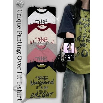 Codibook｜韓國 ccomeng 608配色拼接印花寬鬆短袖T恤［預購］短袖上衣 女裝