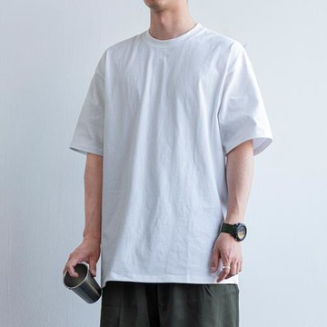 重磅240g夏季新款純色簡約短袖男潮牌日系復古T恤圓領寬松半袖ins