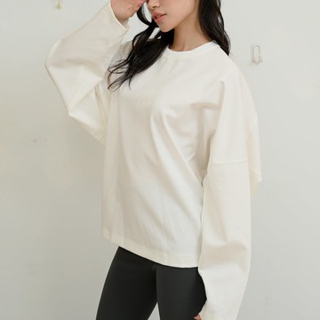 簡單立體袖-長袖上衣-白色