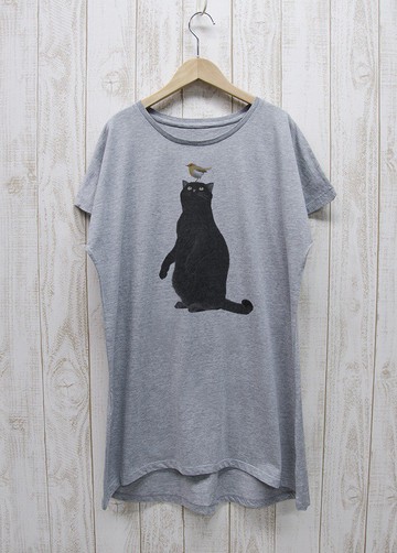 頂著貓咪的洋裝 T 羅賓 炭灰色 / R018-O-GR