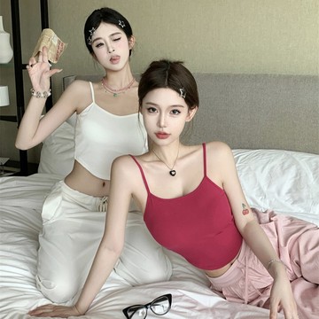 【台灣出貨！免運】女生吊帶 女生細件吊帶背心 辣妹大露背裹胸 抹胸 外穿美背性感透气 一体固定杯帶胸墊 纯欲风吊带背心女
