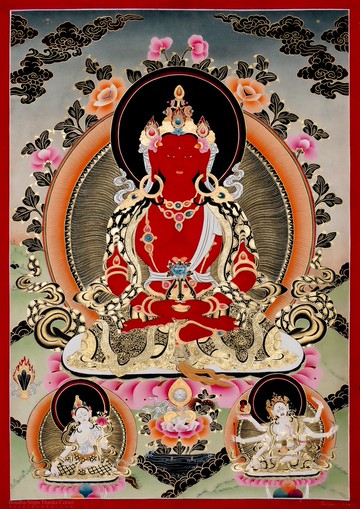 傳統佛教無量壽佛唐卡畫
