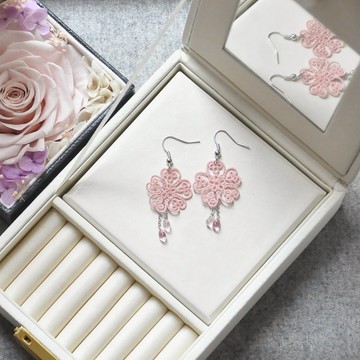 【訂製】櫻花蕾絲 耳環 桜の花  Sakura Cherry Blossom Earrings