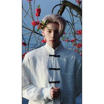 新中式男裝中國風盤扣立領襯衫唐裝男款秋季刺繡花紋襯衣漢服外套