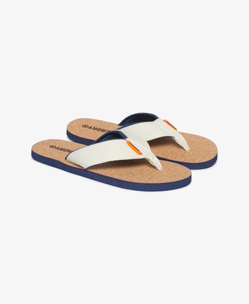 Superdry Men's Cork Graphic Flip Flops White Size: 8-9