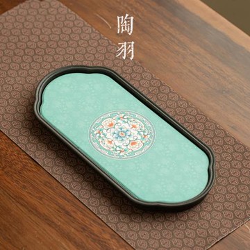 團花瞬吸干泡盤吸水盤中式速干小型茶盤家用瀝水茶托盤茶具配件