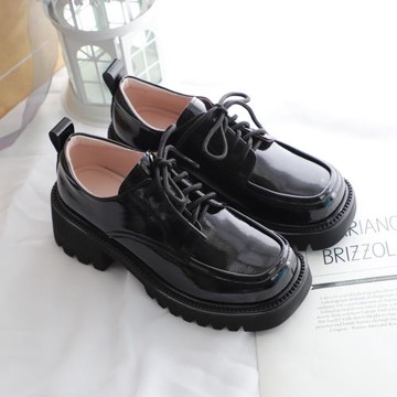 軟妹小皮鞋女學生真皮JK鞋子復古松糕鞋英倫風黑色小皮鞋厚底單鞋