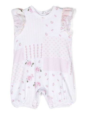 Monnalisa - floral-print sleeveless romper - kids - Cotton - 1 - White