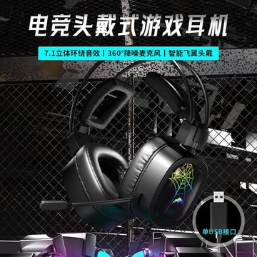 （爆款熱賣）（國際精品）【免運】頭戴式有線電腦遊戲耳機USB7.1網咖網吧電競耳麥麥發光耳機