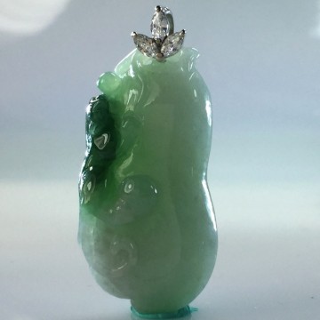 【森茂珠寶】緬甸天然翡翠A貨 巧雕福瓜墜子 F1979