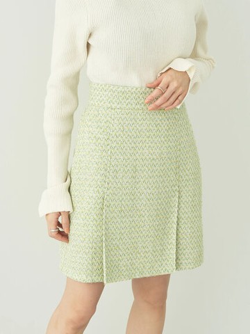 粗毛呢後腰鬆緊膝上短裙(1L31L0L0200) - earth music&ecology