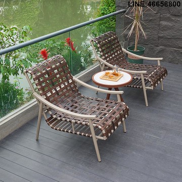 藤編桌椅 沙發椅 戶外家具 酒店家具 度假村家具 戶外沙發 庭院家具 躺椅 戶外桌椅組合 休閒家具 露營桌椅 商用家具 戶外露天露臺花園茶幾沙發組合陽臺休閑簡約設計小茶幾躺椅三件套 支持訂製 免運到府 快速出貨