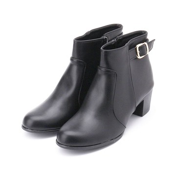 RIN RIN 金釦拉鍊跟靴 黑 女鞋