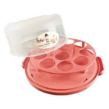 Betty's 焙蒂絲 10吋手提蛋糕盒 附架  透明色 + 橘色  1個