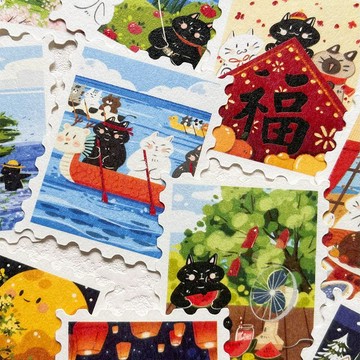 四季有貓郵票貼紙 / 貓咪手帳貼紙 / 原創裝飾貼紙