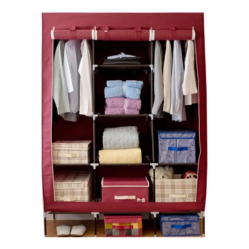 Cotton Field 棉花田傢飾 簡易組裝防塵衣櫥  聚酯纖維+鐵管材質  130x45x178cm  紅色  130cm