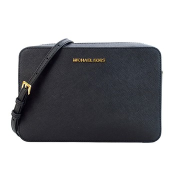 [平輸版] 【MICHAEL KORS】JET SET防刮斜背方包(黑金)真品平輸