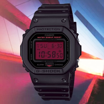 CASIO 卡西歐 G-SHOCK 黑紅配色 大膽設計 方形電子錶 DW-5600BBR-1