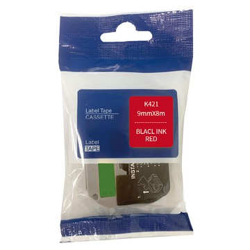 NEXTPAGE 台灣榮工 相容護貝標籤帶 M-K421 紅底黑字 副紋標籤帶 適用於 Brother 標籤機 PT-65系列  9mm