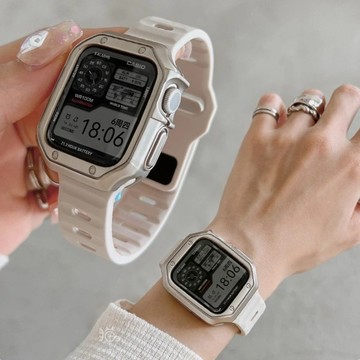 運動防水錶帶+錶殼 適用 Apple Watch S10 9 8 7 6 SE 矽膠錶帶 42/46mm 44/45mm