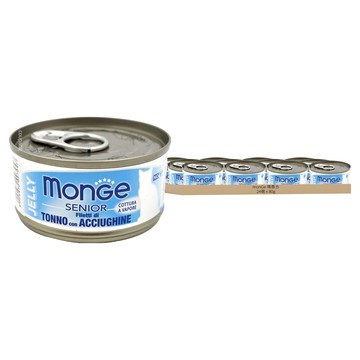 monGe 瑪恩吉 倍愛滿滿 高齡貓 膳鮮貓罐  24個  80g  鮪魚 + 鯷魚