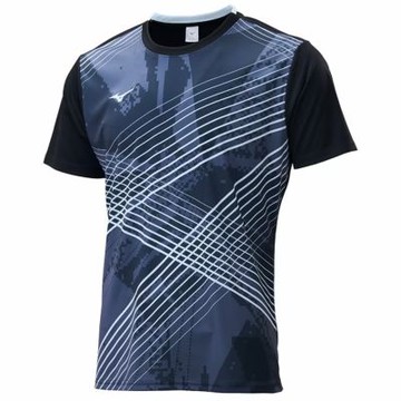 MIZUNO 美津濃 短袖上衣 男 羽球 吸濕排汗 黑 72TAD00209