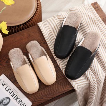 冬季高檔輕奢羊毛羊皮保暖棉拖鞋男女居家室內防滑軟底牛筋底真皮