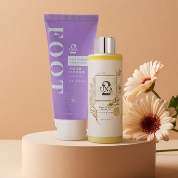 熱力輕盈油 100ml +平滑柔嫩 足部修護霜100ml - UNA