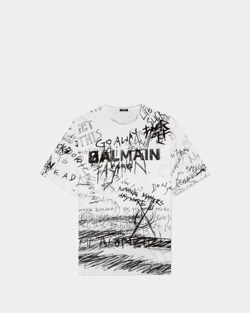 BALMAIN 側面印花 T-shirt - 灰色 / L