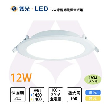 舞光 索爾 崁燈 15公分 LED 12W 節能標章 全電壓 黃光/白光 〖永光照明〗MT2-LED-15DOP12%ES