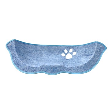 OUTSY 舒適毛氈半月形窗邊吊床吸盤貓窩 貓掌鏤空洞洞 強力吸盤穩固 寬敞開口做日光浴  70 x 25 x 28cm  藍色  1個