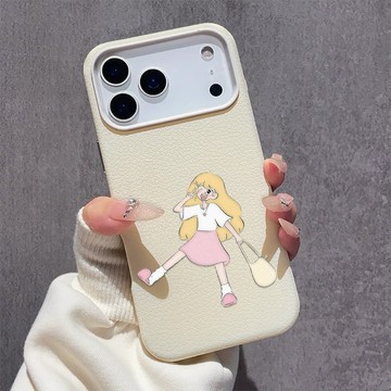 比耶小女孩 適用iPhone17promax手機殼 蘋果16柔軟親膚15plus大孔14皮紋13軟殼12/11保護殼