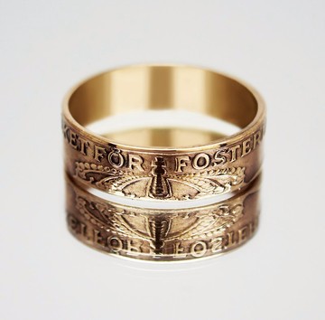 瑞典硬幣戒指 2 礦石 1909-1950 男士硬幣戒指 女士硬幣戒指